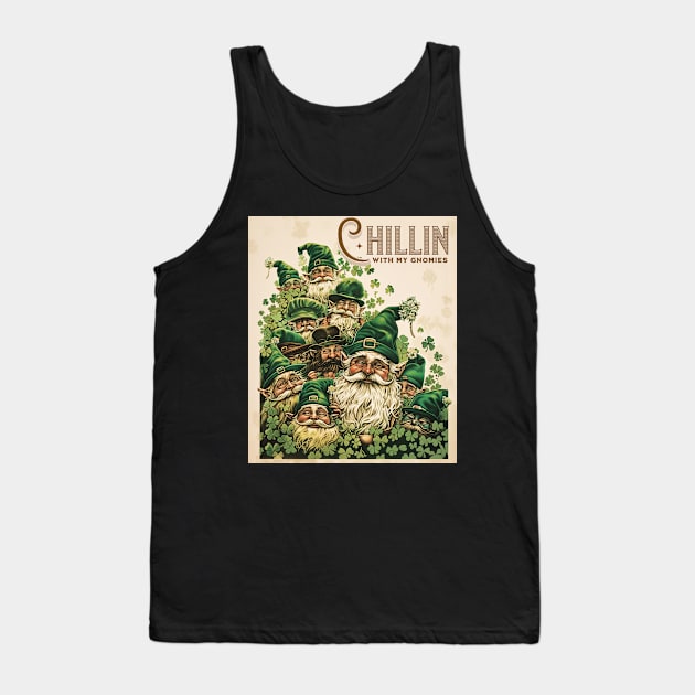 Chillin' with My Gnomies Retro Vintage Illustration Tank Top by TeeTrendz